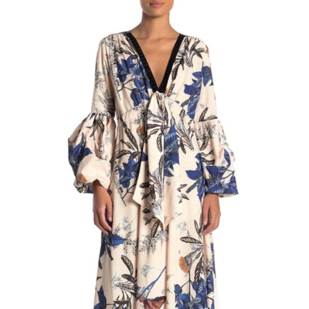 TOV Floral Puff Sleeve Maxi Dress